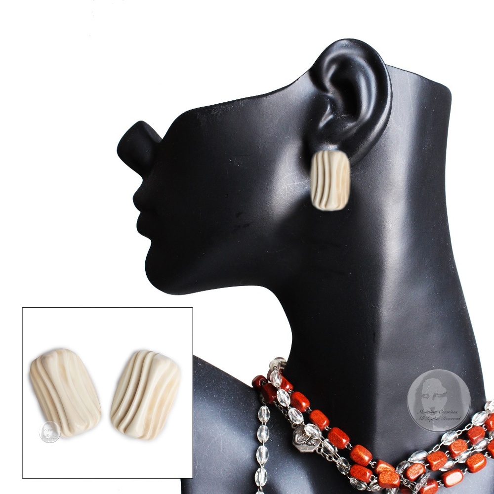 Vintage Givenchy Earrings Abstract Art Deco Style Resin Clip On 1960s Rare